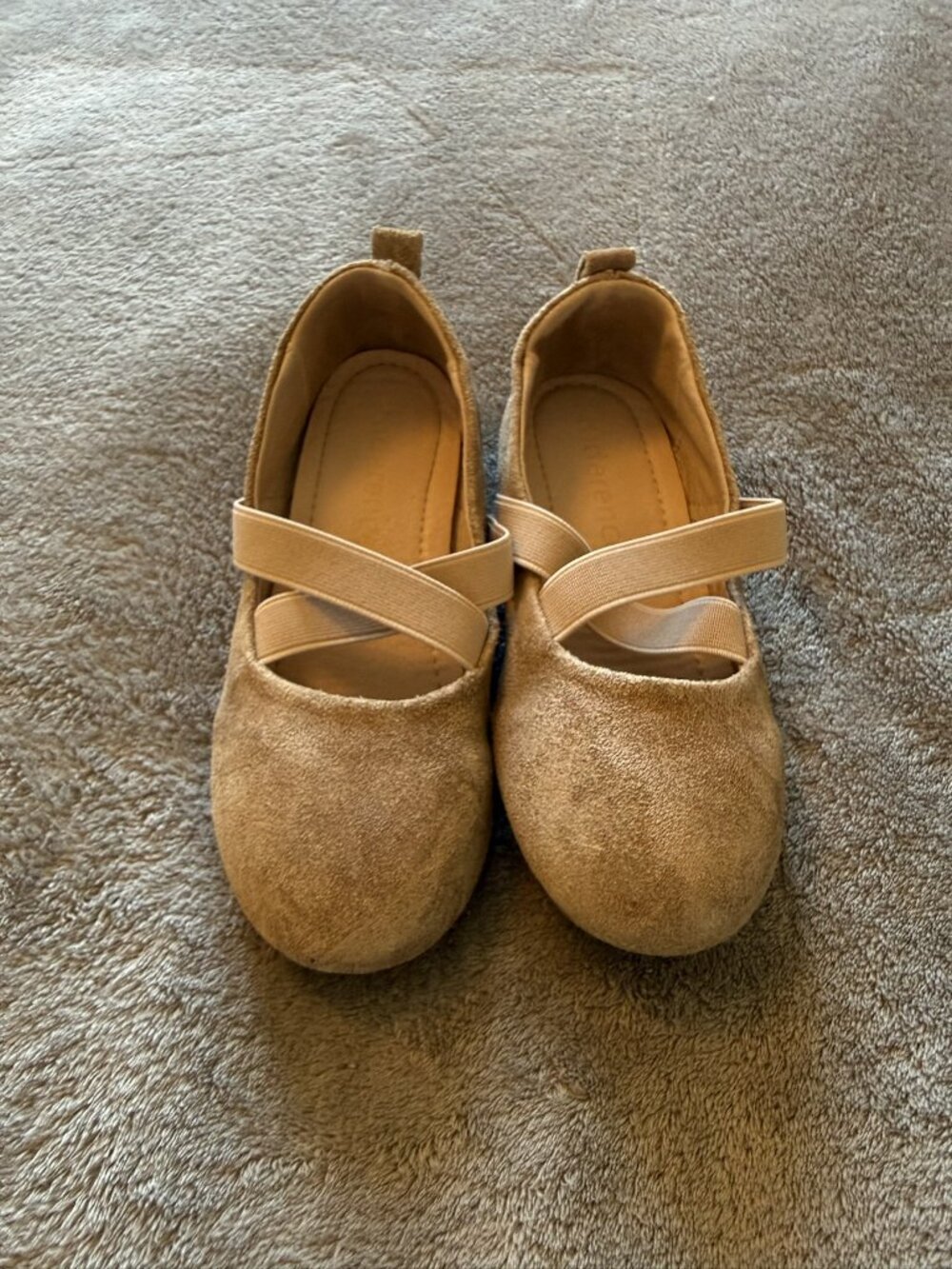 Kiderence Beige Suede Ballet Flats Girls Shoes US 11M 18.5cm